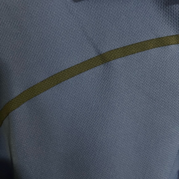 NIKE Classic Dri Fit Activewear Athletic Long Sleeve Golf Polo Blue White Mens L - Picture 3 of 6